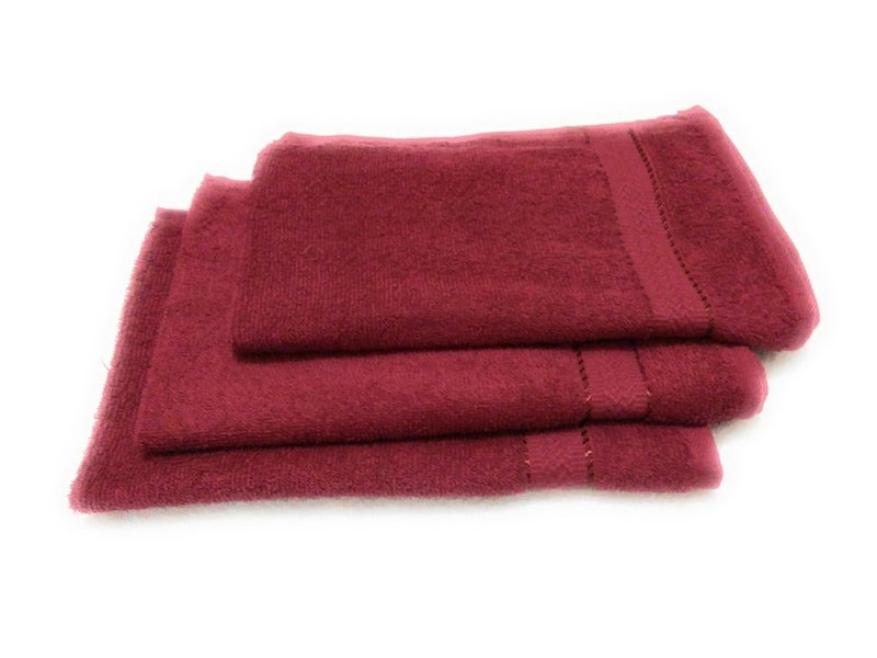 Cotton Colors Cotton Colors Cotton Hand Towel (Pack of 6, Large Size, Maroon)_D39  - Image 2