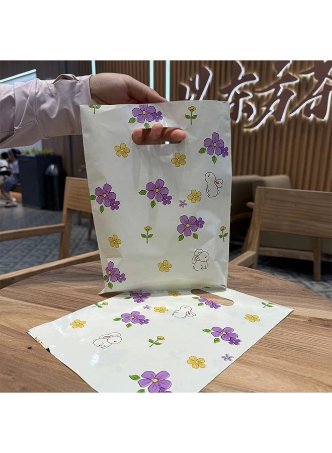 50pcs Pastoral Rabbit Party Gift Bag Rabbit Flower Plastic Gift Bag Gift Bag Gift Snack Candy Bag Baby Shower Bridal Shower Birthday Wedding Party Gift (Light Yellow) - Image 3