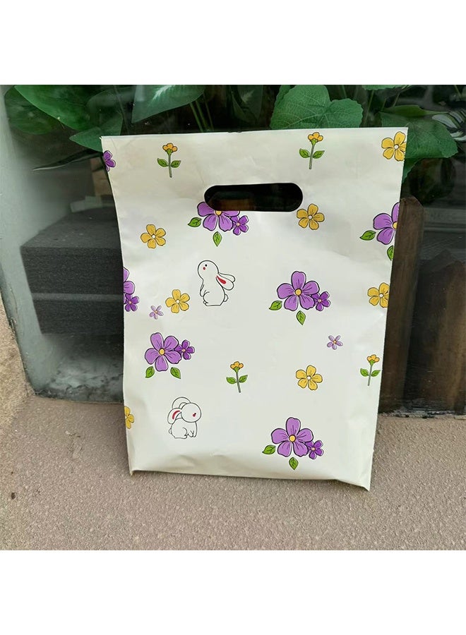 50pcs Pastoral Rabbit Party Gift Bag Rabbit Flower Plastic Gift Bag Gift Bag Gift Snack Candy Bag Baby Shower Bridal Shower Birthday Wedding Party Gift (Light Yellow) - Image 4