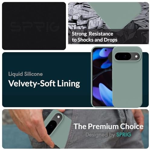 SPRIG Compatible with Google Pixel 9 Premium SilkTone Back Cover Drop Tested Shock Proof Mobile Case for Men, Women, Boys and Girls with Camera Protection (Light Green) - Image 2