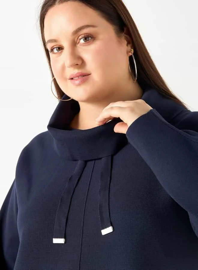 Ulla Popken Plus Size Ulla Popken High Neck Sweatshirt with Long Sleeves