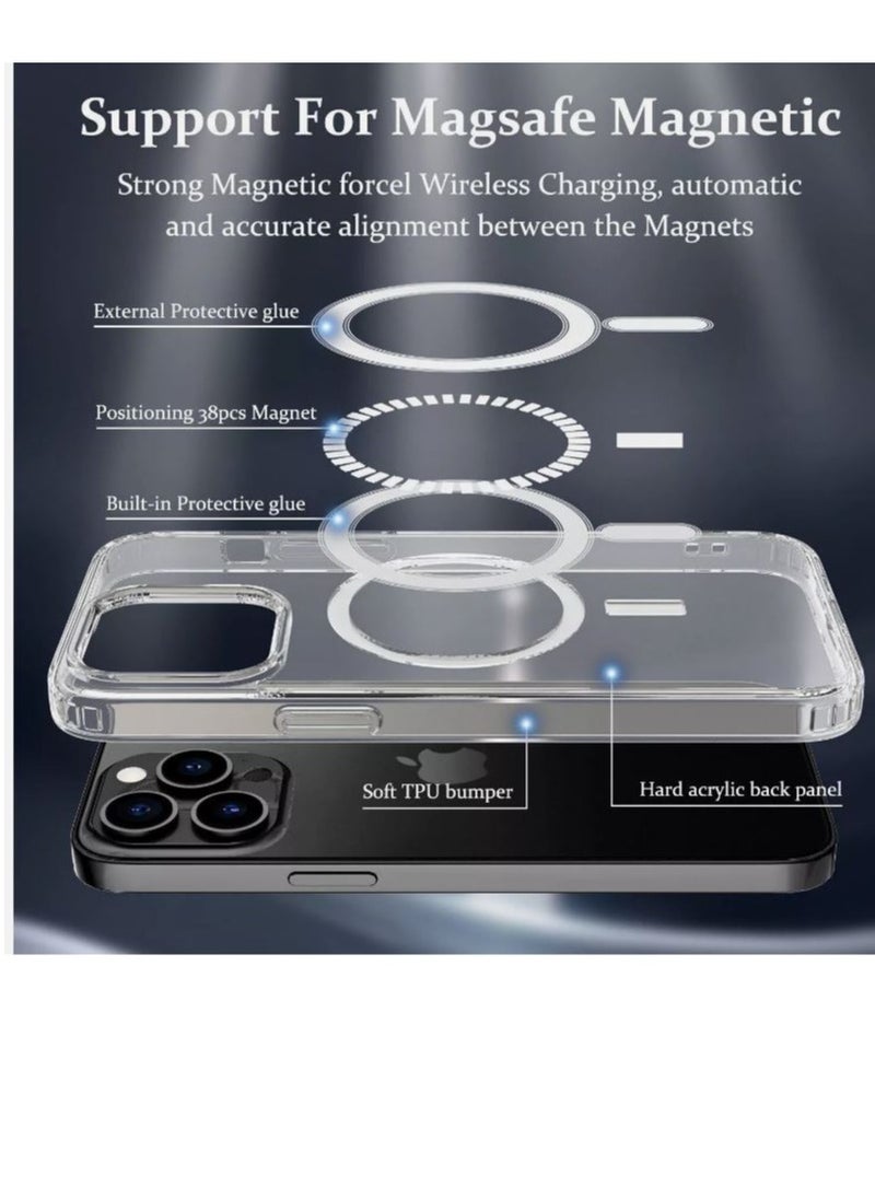 Generic - Magnetic Transparent Silicone TPU Case Compatible with Magsafe For Apple iPhone 16 pro - clear - Image 1