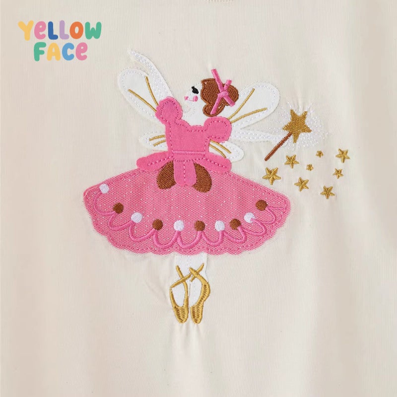 Girls Embroidered Ballet Fairy Cotton T-Shirt - Image 2