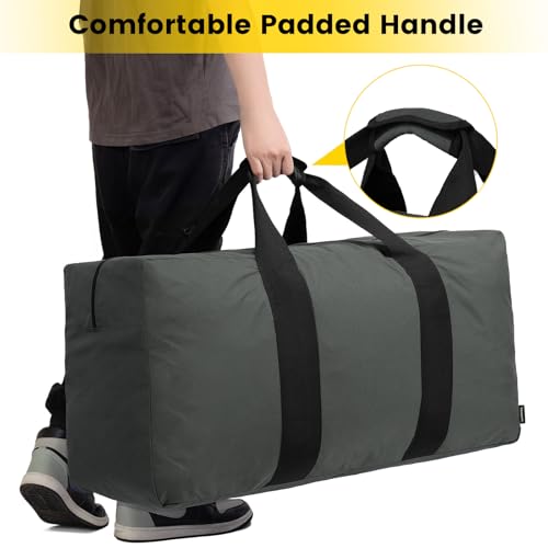 Vorspack Extra Large Duffle Bag for Travel - 100L Duffel Bag for Men Gear Bag for Storage Foldable Weekender Bag for Overnight Camping - Grey - Image 5