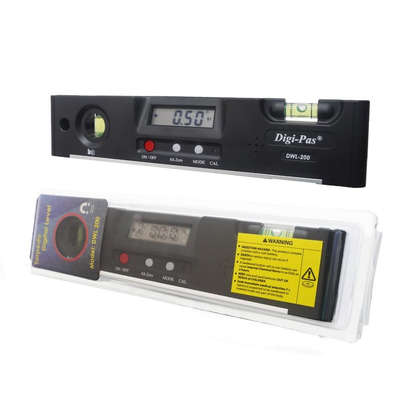 Digi-Pas DigiPas DWL200 Electronic Torpedo Level Protractor Angle Gauge Angle Finder Bevel Gauge Magnet 01 7 inch - Image 2