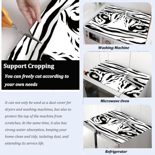 Nouiroy Leopard Washing Machine Dust Cover Mat Washer Dryer Top Cover Mat No-wash Erasable Waterproof Cover Mat for Washer Microwave refrigerator (Tiger Peeking) - Image 5