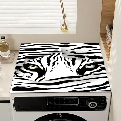 Nouiroy Leopard Washing Machine Dust Cover Mat Washer Dryer Top Cover Mat No-wash Erasable Waterproof Cover Mat for Washer Microwave refrigerator (Tiger Peeking) - Image 4