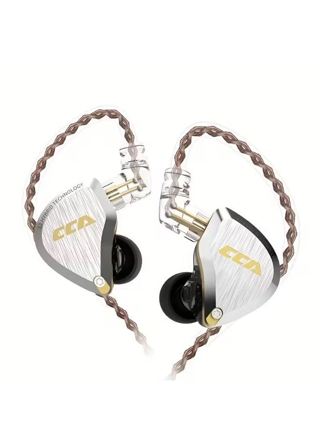 سي سي أيه سماعات أذن C12 هجينة عالية الدقة، 5BA و1DD، عازلة للضوضاء، صوت ستيريو، سلكية، للموسيقيين، وعشاق الموسيقى، والمغنين، ومنسقي الأغاني (ذهبية، مع ميكروفون) - Image 2