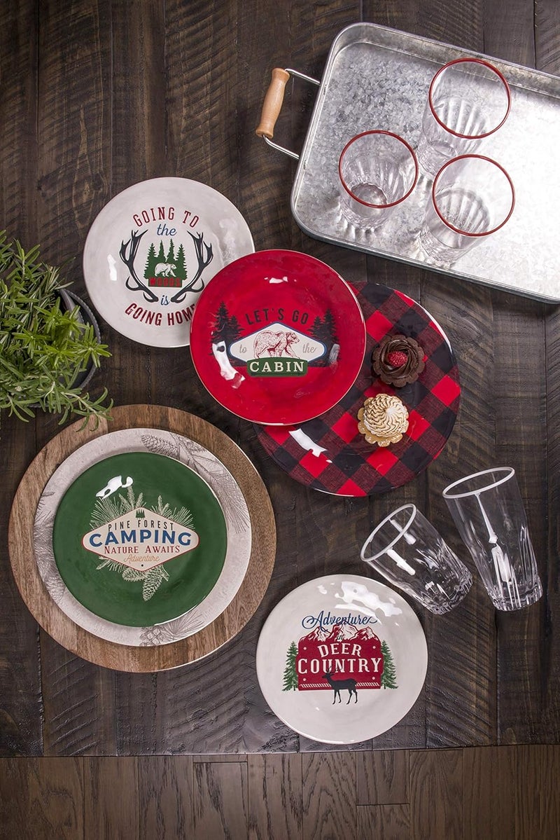 TarHong طبق عشاء تارهونغ فينتاج لودج بتصميم فحص الجاموس 105 مجموعة من 6 قطع مصنوعة من الميلامين - Image 4