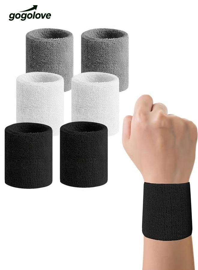 gogolove 3 pairs of sports wrists,Wrist Sweatbands Tennis Wrist Bands Absorbent Sweat Band for Men and Women, Breathable Cotton Sweatbands for Working Out, Football, Basketball, Running Athletic Sports - Image 1