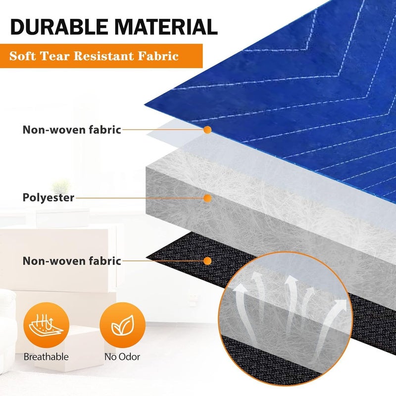 UDAREIT 3 Pack Moving Blankets 40x72in Heavy Duty Padded Packing Blankets for Moving Shipping Protecting Furniture Professional Quilted Furniture Blankets for Moving Supplies - Image 3