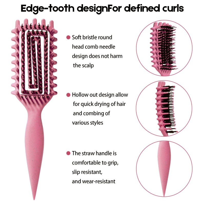 MMBVSZ Curly Hair Brush Candybrush Curl Defining Brush for Detangling Shaping and Defining Curls for Women, Men, Wet & Dry Hair (Pink) - Image 2