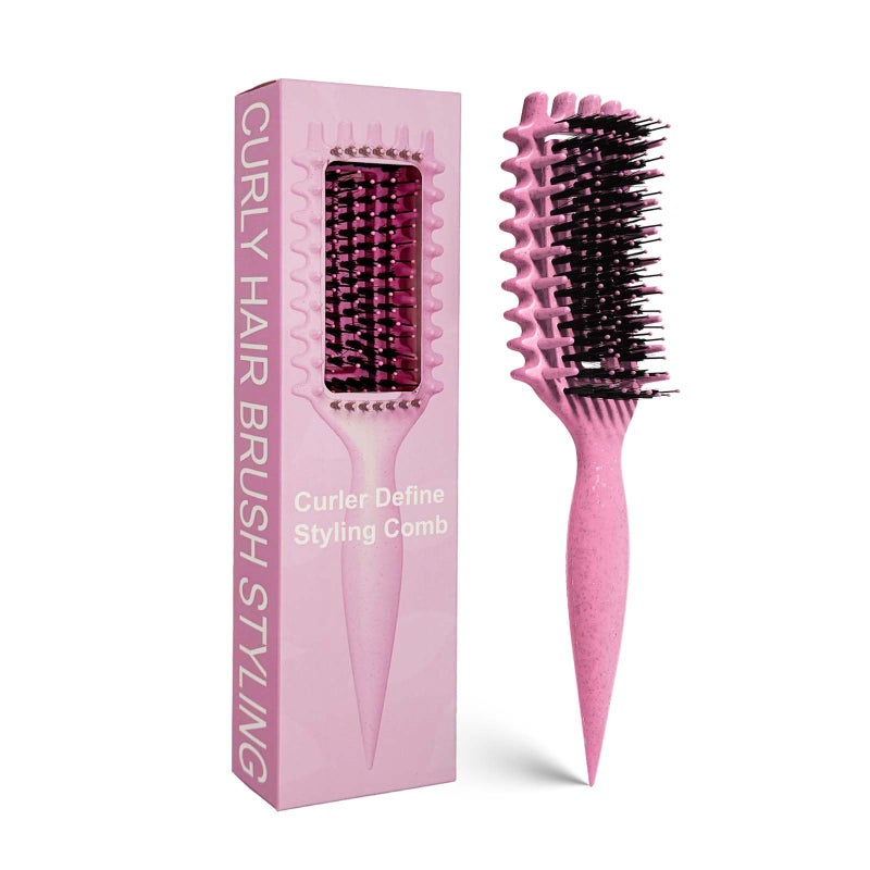 MMBVSZ Curly Hair Brush Candybrush Curl Defining Brush for Detangling Shaping and Defining Curls for Women, Men, Wet & Dry Hair (Pink) - Image 1