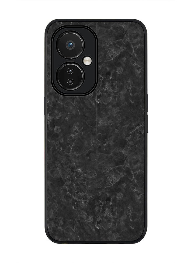 Stylizedd Rugged Black edge case for Nord CE 3 Lite Slim fit Soft Case Flexible Rubber Edges Anti Drop TPU Gel Thin Cover - Marble Texture Black - Image 1