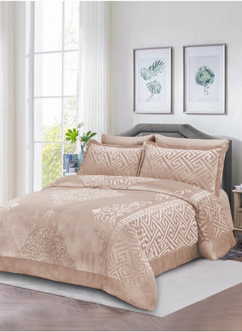 Master Home Textile Velvet Comforter Sets, 5 Pcs Single Size, Fits 120 x 200 cm Single Size Bed, With Removable Filling, Soft, Warm  - Image 1