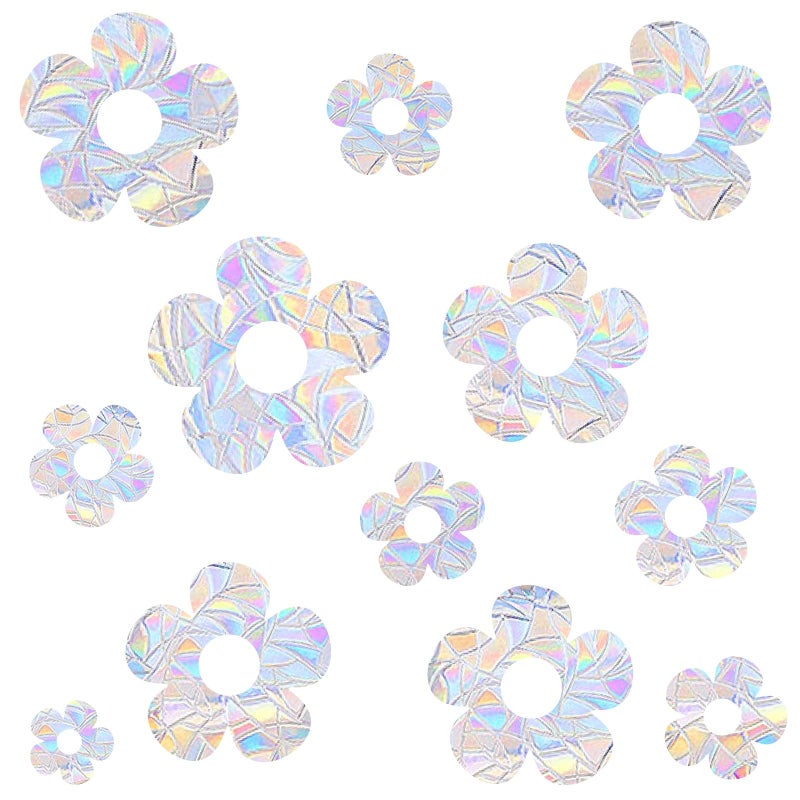 Small Flower Window Clings Flower Window Decals Static Cling Window Sticker Anti Collision Window Decals for Bird Strikes Rainbow Stickers