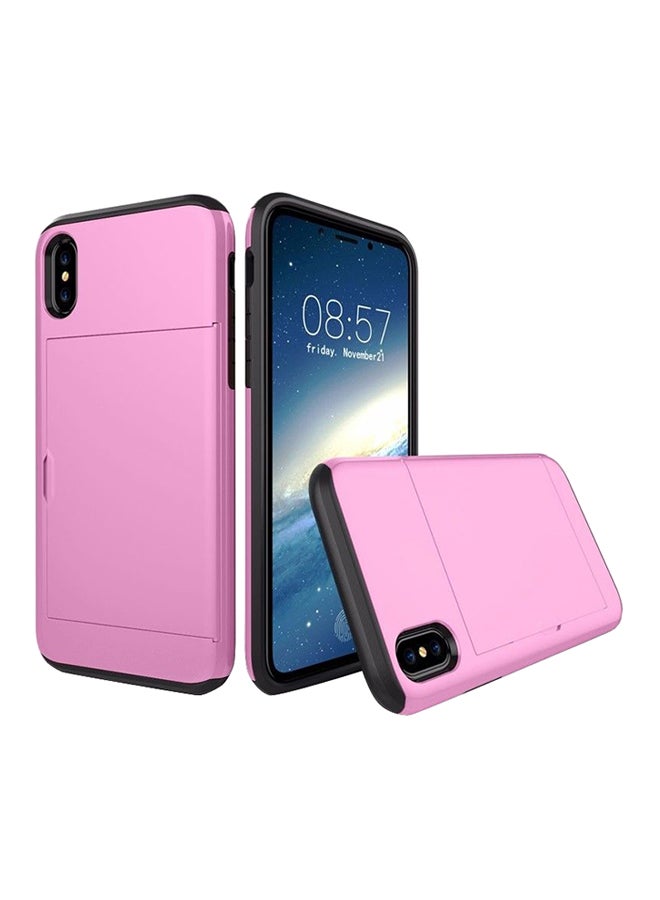 EHOME Thin Credit Card Holder Wallet Slim Slide Phone Case Cover For iPhone Xs Max Pink