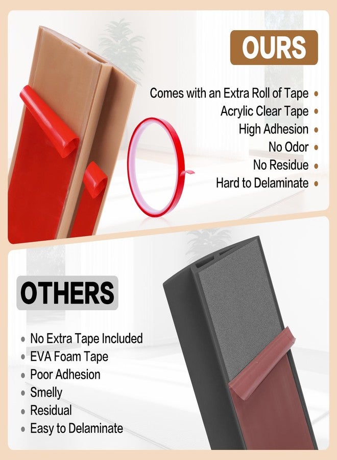 DBHXXMB-HH Floor Transition Strip Vinyl Door Threshold Ramp Self Adhesive Carpet Edging Strip Doorway Edge Trim, Overlap Edge Reducer for Laminate Carpet, Floor, Tile (Brown Wood Grain, 1/5" to 2/5", 3.3Ft) - Image 3