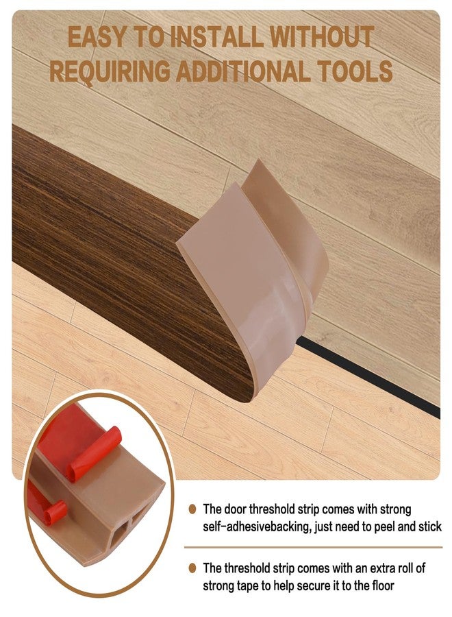 DBHXXMB-HH Floor Transition Strip Vinyl Door Threshold Ramp Self Adhesive Carpet Edging Strip Doorway Edge Trim, Overlap Edge Reducer for Laminate Carpet, Floor, Tile (Brown Wood Grain, 1/5" to 2/5", 3.3Ft) - Image 2