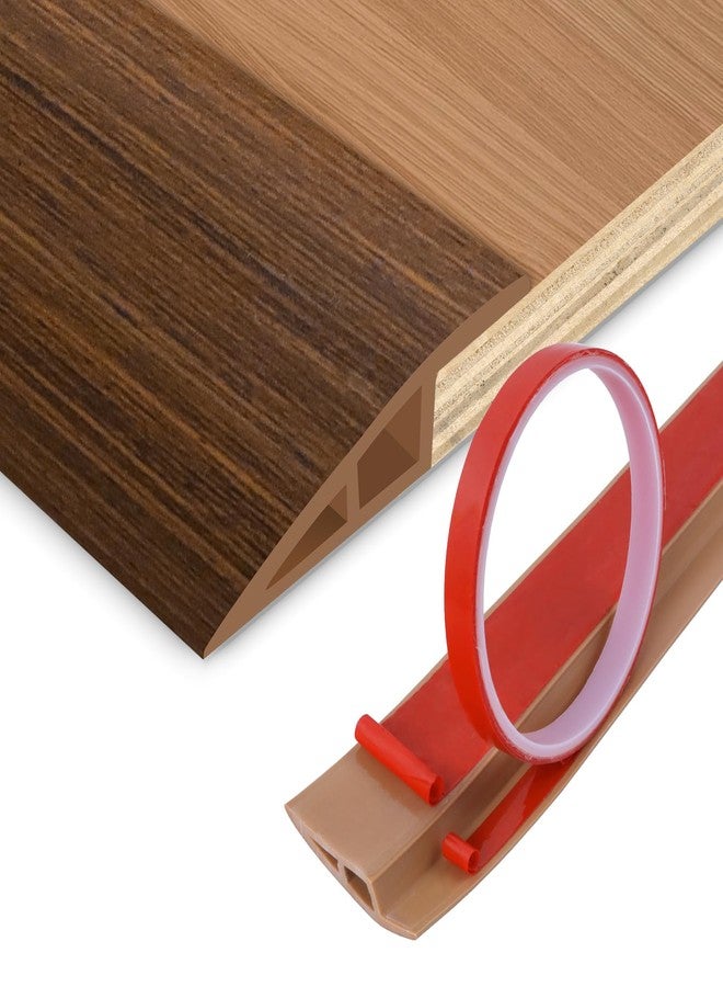 DBHXXMB-HH Floor Transition Strip Vinyl Door Threshold Ramp Self Adhesive Carpet Edging Strip Doorway Edge Trim, Overlap Edge Reducer for Laminate Carpet, Floor, Tile (Brown Wood Grain, 1/5" to 2/5", 3.3Ft) - Image 1