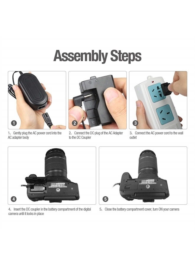 ENEGON محول الطاقة ACK-E10 ENEGON مع بطارية وهمية DR-E10 مجموعة شاحن DC Coupler (بديل لـ LP-E10) مزود الطاقة لكاميرات كانون EOS Rebel T3 و T5 و T6 و T100 Kiss X50 و Kiss X701