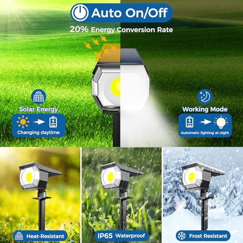 Peasur 12 Pack Solar Lights Outdoor, Solar Spotlights Outdoor Waterproof 3 Modes, 2-in-1 Auto On/Off Solar Spot Landscape Lighting Outside for Tree Plants Yard Garden Pathway - Image 3