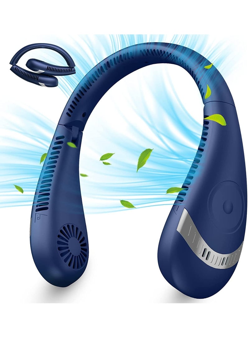 Loquat Neck Fan, 5000mAh Foldable Bladeless Neck Fans Portable Rechargeable, 3 Speeds Adjustment 360° Cooling Airflow, Hands Free Wearable Personal Fan, USB Powered, Travel Outdoor  - Image 1