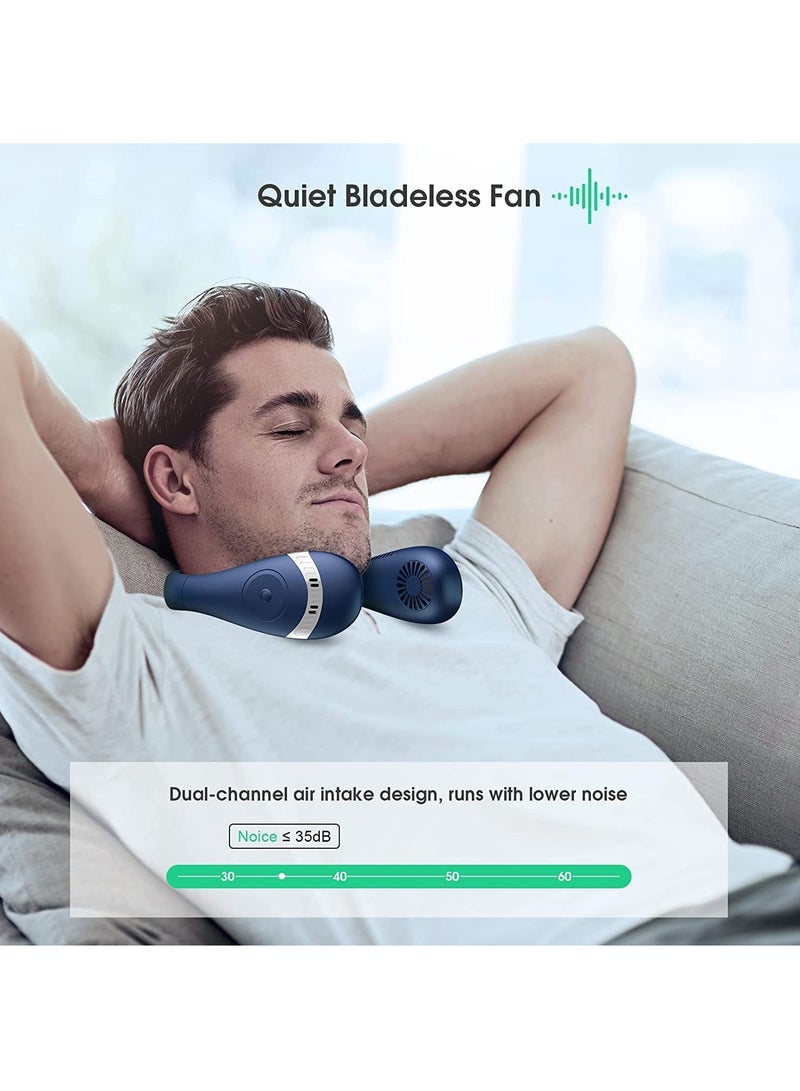 Loquat Neck Fan, 5000mAh Foldable Bladeless Neck Fans Portable Rechargeable, 3 Speeds Adjustment 360° Cooling Airflow, Hands Free Wearable Personal Fan, USB Powered, Travel Outdoor  - Image 2
