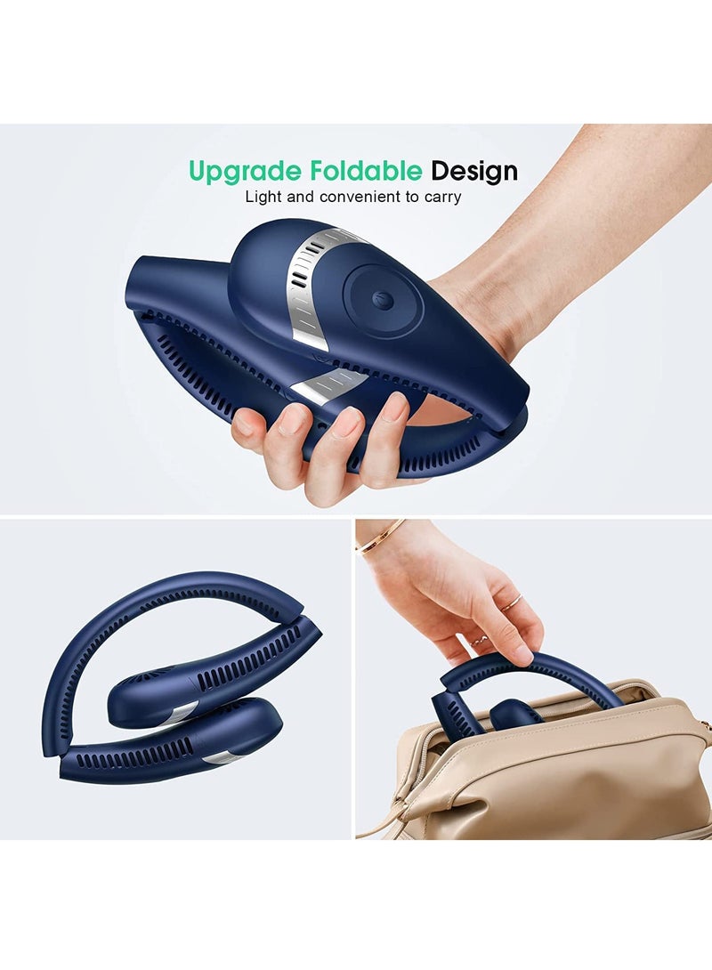 Loquat Neck Fan, 5000mAh Foldable Bladeless Neck Fans Portable Rechargeable, 3 Speeds Adjustment 360° Cooling Airflow, Hands Free Wearable Personal Fan, USB Powered, Travel Outdoor  - Image 3