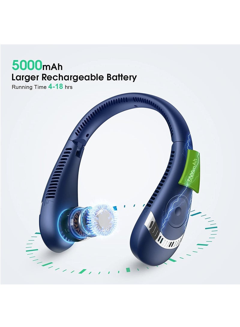 Loquat Neck Fan, 5000mAh Foldable Bladeless Neck Fans Portable Rechargeable, 3 Speeds Adjustment 360° Cooling Airflow, Hands Free Wearable Personal Fan, USB Powered, Travel Outdoor  - Image 4