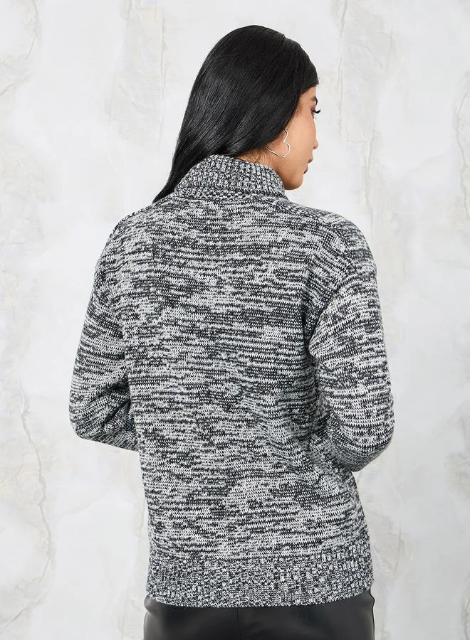 Styli Regular Fit Mixed Yarn Turtle Neck Sweater