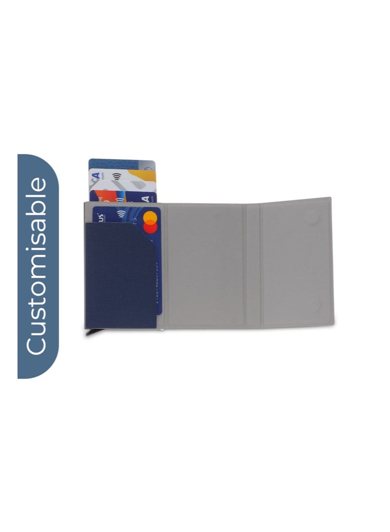 SANTHOME Personalised Sustainable Gift Set with Refillable Notebook, Pen & Cardholder - Navy - Image 3