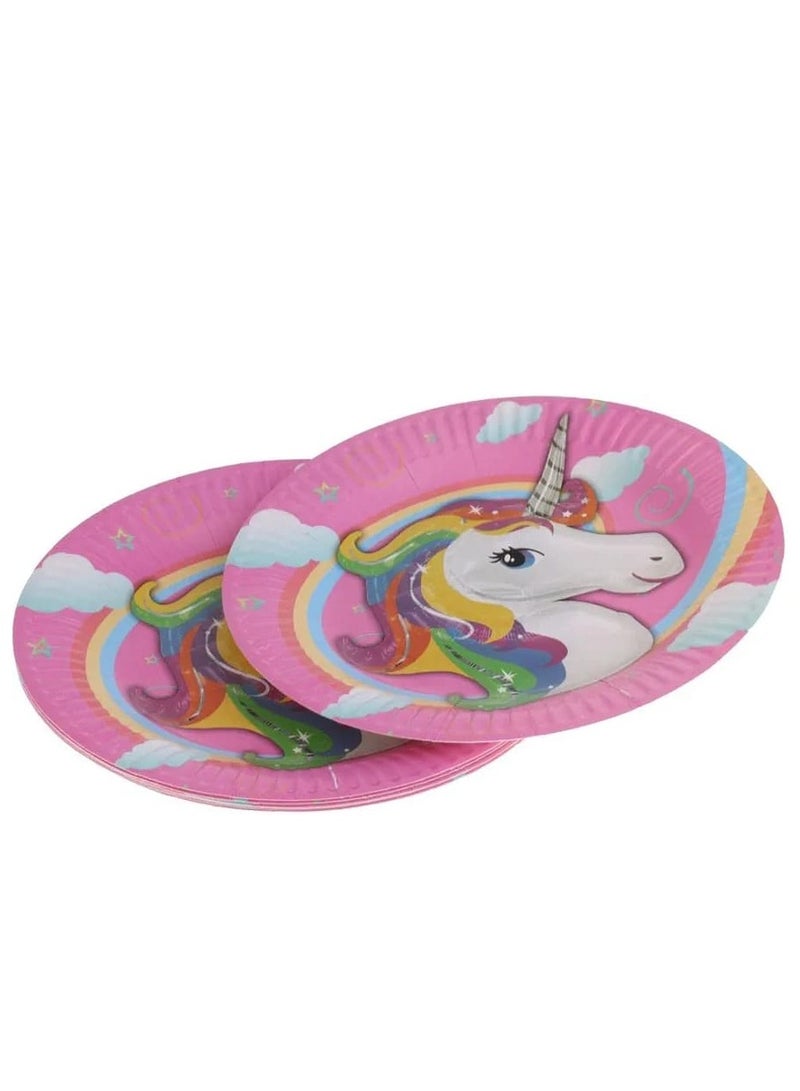 Unicorn-Print Paper Plate, 10 Pieces - Multi-Color - Image 2