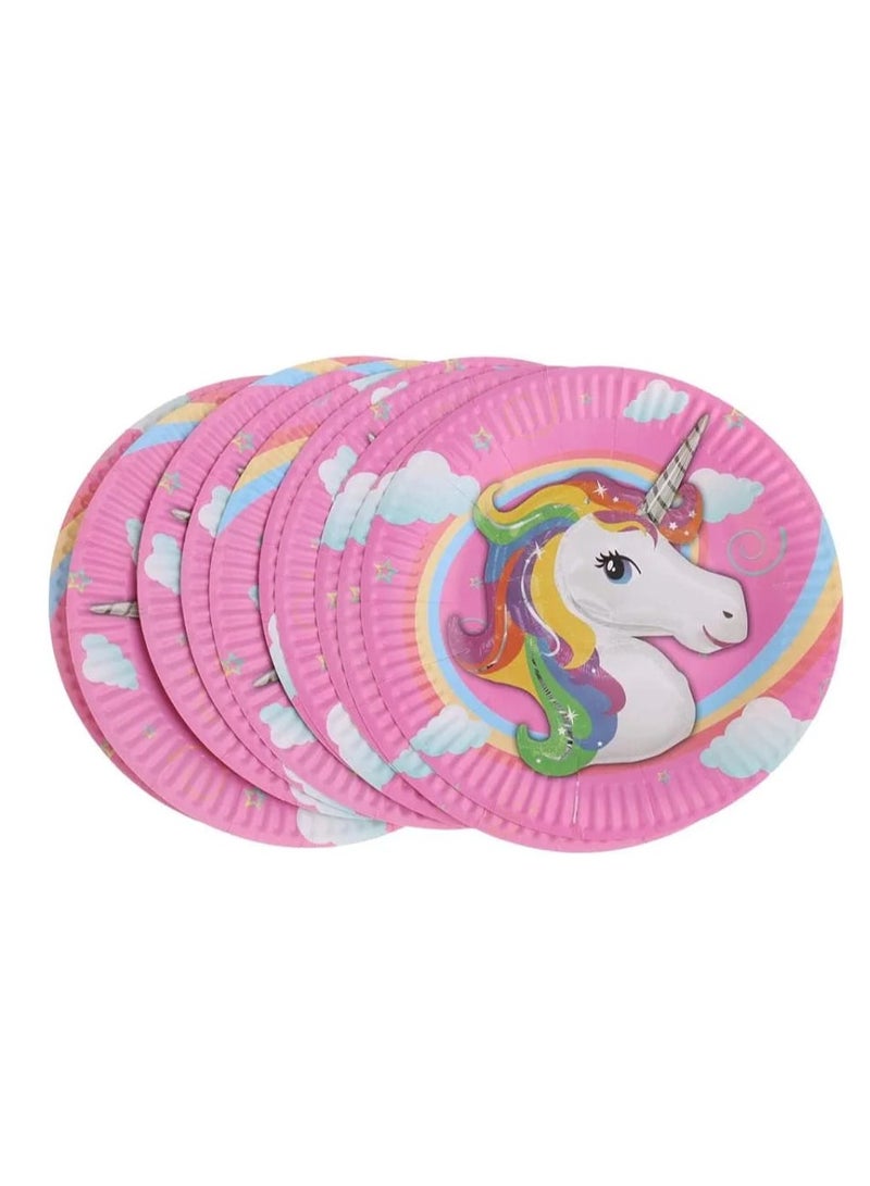 Unicorn-Print Paper Plate, 10 Pieces - Multi-Color - Image 3