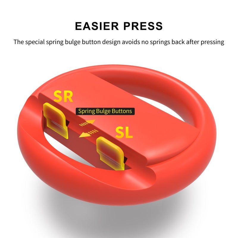 GH Switch 1 Steering Wheel for Mario Kart 8 Deluxe and Booster Course Pass (DLC), Racing Wheel Accessories Compatible with Nintendo Switch 1/Switch OLED Joy Con Controller (Red and Blue) - Image 3