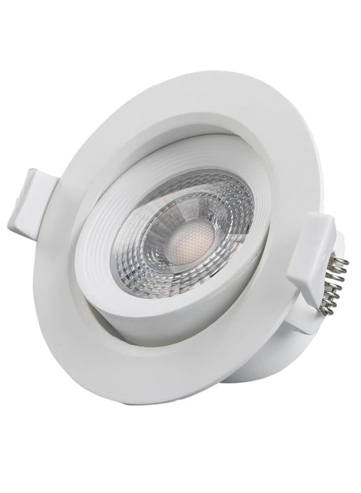 Adjustable Round LED Downlight 7W 24 For Indoor Home & Office Use (6500K - White -)