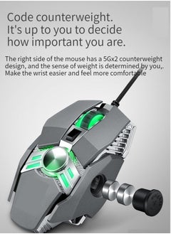 M MIAOYAN M MIAOYAN Luminous Enhanced Esports Mouse Daily Mouse Work USB Plug Wired Mouse (Silver)  - Image 2