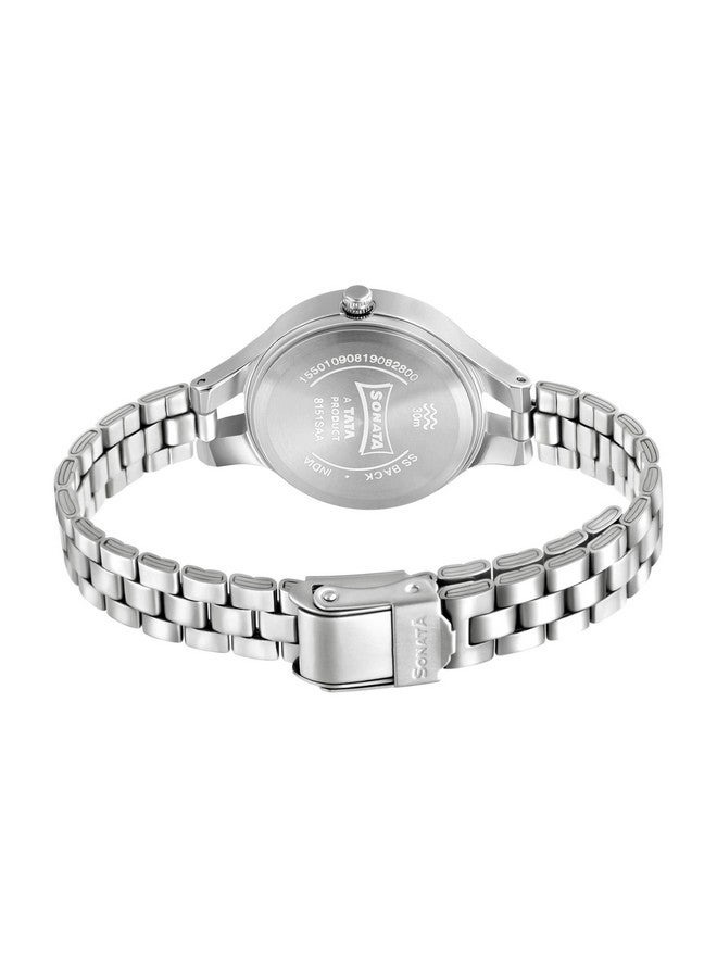 سوناتا ساعة سوناتا وورك وير للنساء بمينا بيضاء وحزام من الفولاذ المقاوم للصدأ - NS8151SM05 - Image 4