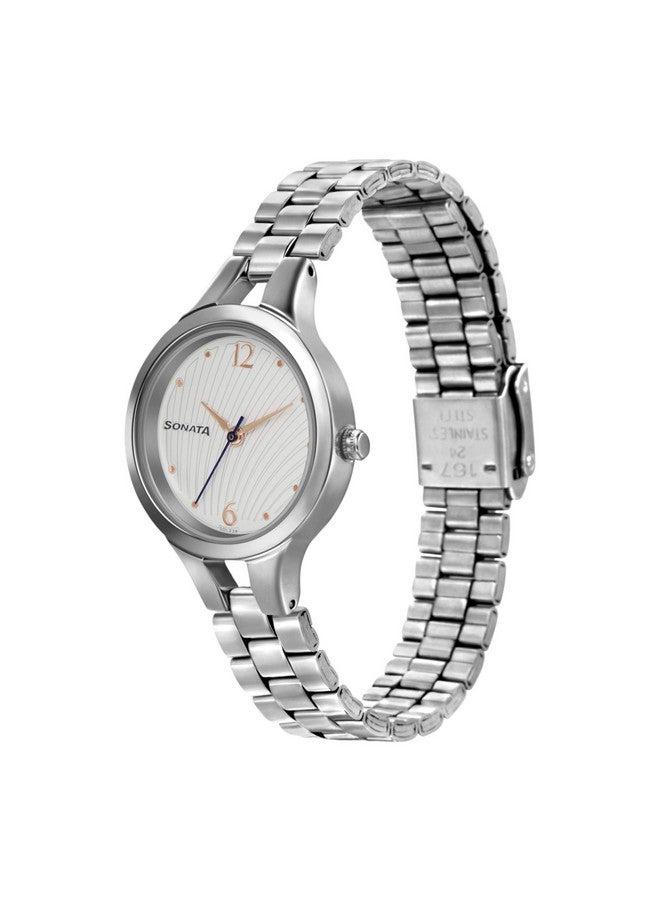 سوناتا ساعة سوناتا وورك وير للنساء بمينا بيضاء وحزام من الفولاذ المقاوم للصدأ - NS8151SM05 - Image 2