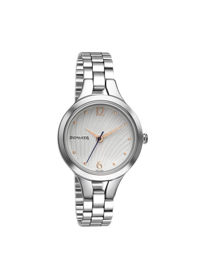سوناتا ساعة سوناتا وورك وير للنساء بمينا بيضاء وحزام من الفولاذ المقاوم للصدأ - NS8151SM05 - Image 1