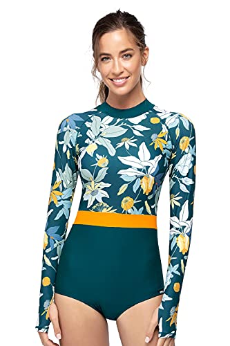 AXESEA Womens Rash Guard UPF 50 Long Sleeve Swim Shirt One Piece Bathing Suit Swimsuit - Image 1