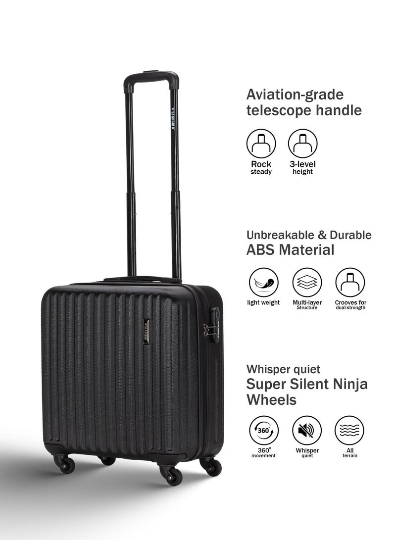ستارجولد حقيبة أمتعة بعجلات أمتعة بعجلات أحادية الجانب صلبة ذات 4 عجلات ومقصورة مزودة بقفل رقمي مقاس 16 بوصة باللون الأسود - Image 4