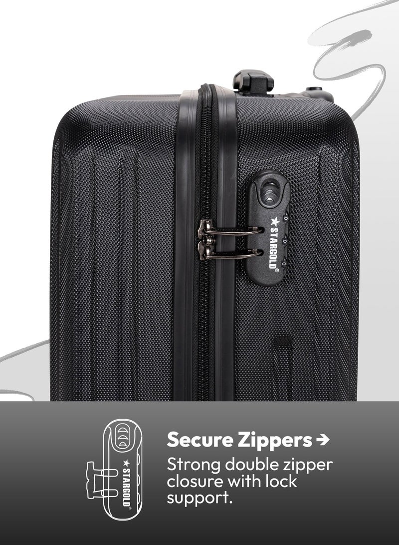 ستارجولد حقيبة أمتعة بعجلات أمتعة بعجلات أحادية الجانب صلبة ذات 4 عجلات ومقصورة مزودة بقفل رقمي مقاس 16 بوصة باللون الأسود - Image 5