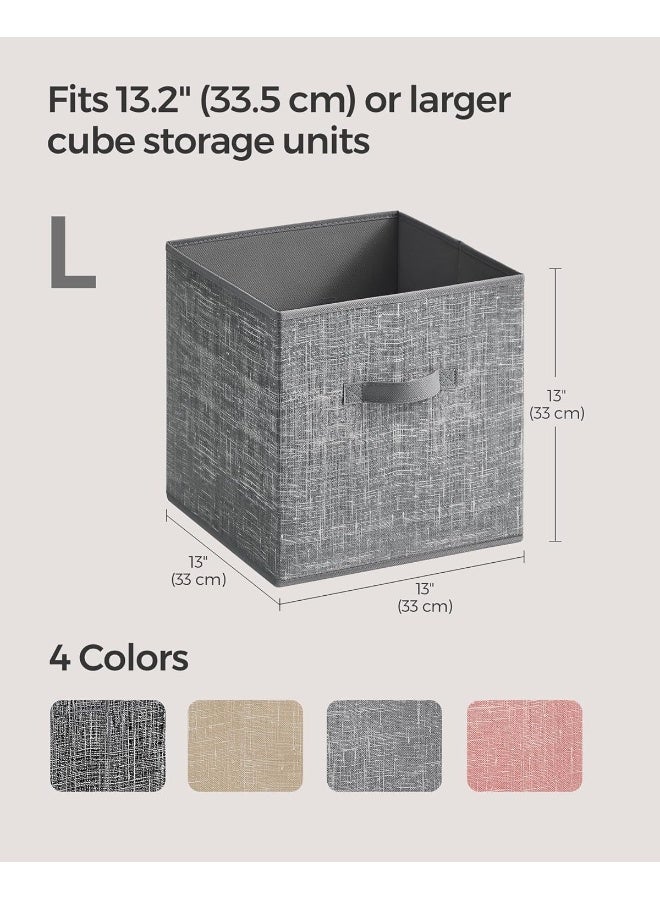 SONGMICS Storage Cubes, 13-Inch Non-Woven Fabric Bins with Double Handles, Set of 8, Closet Organizers for Shelves, Foldable, for Clothes, Cattail Gray - Image 4