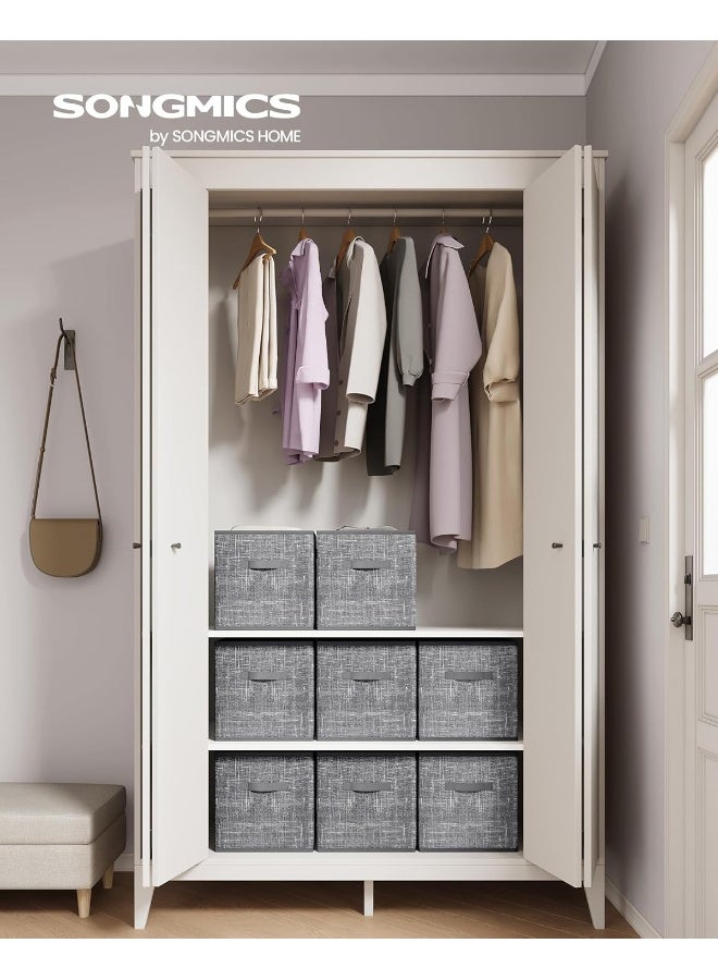 SONGMICS Storage Cubes, 13-Inch Non-Woven Fabric Bins with Double Handles, Set of 8, Closet Organizers for Shelves, Foldable, for Clothes, Cattail Gray - Image 2