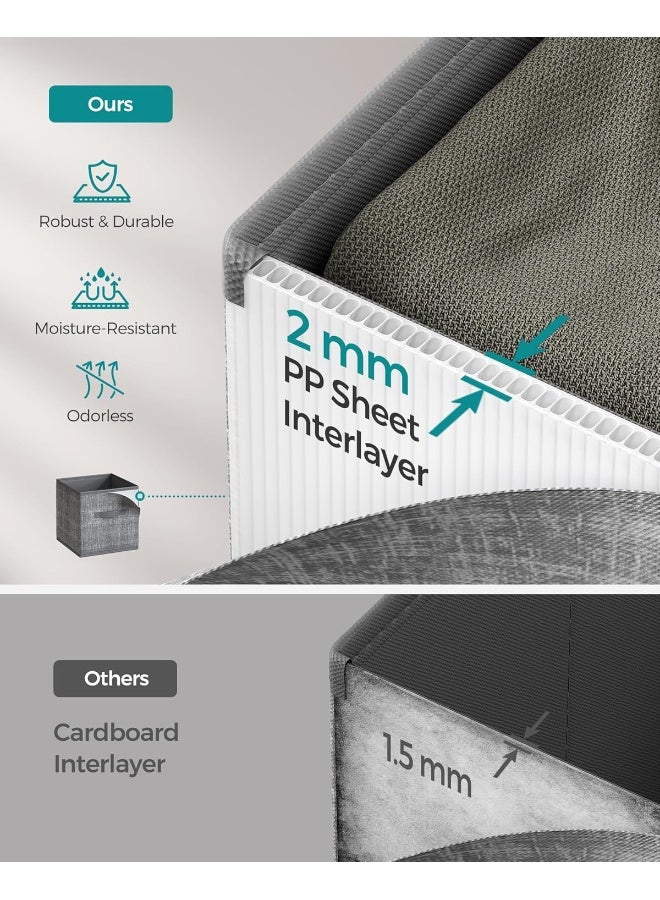 SONGMICS Storage Cubes, 13-Inch Non-Woven Fabric Bins with Double Handles, Set of 8, Closet Organizers for Shelves, Foldable, for Clothes, Cattail Gray - Image 3