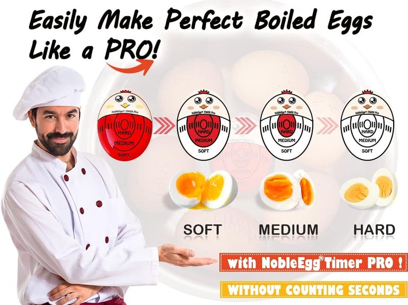 NobleEgg مؤقت البيض برو | مؤقت البيض المسلوق الناعم والصلب الذي يتغير لونه عند الانتهاء | خالي من BPA، معتمد (عبوة 2) - Image 3