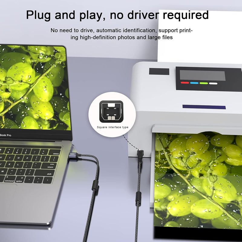 موسواج كابل طابعة USB من ، كابل ماسح ضوئي عالي السرعة متوافق مع HP، Canon، Epson، Dell، Lexmark، Brother، Xerox، Samsung والمزيد - Image 3