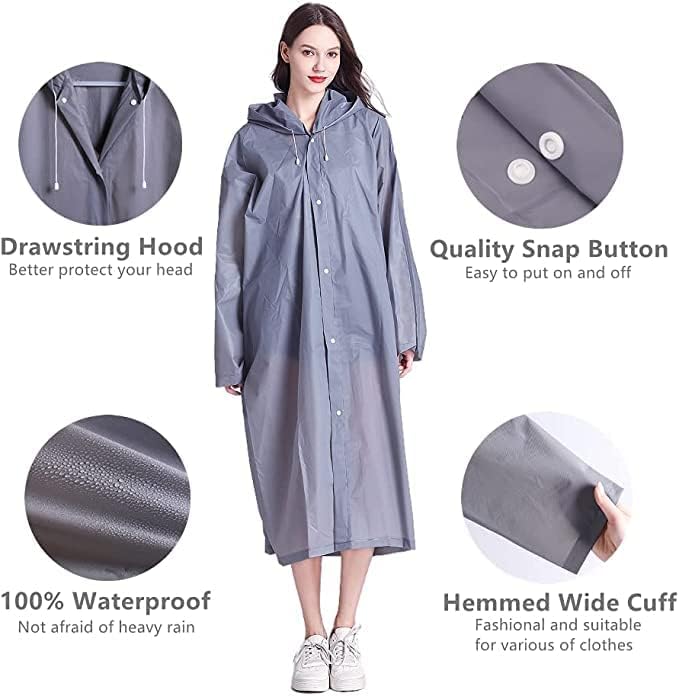 RR DESIGN Waterproof Unisex Rain Coat with Hood, Drawstring Hood, Snap Buttons, Wide Cuffs, Full sleeves- mix colors - Image 3