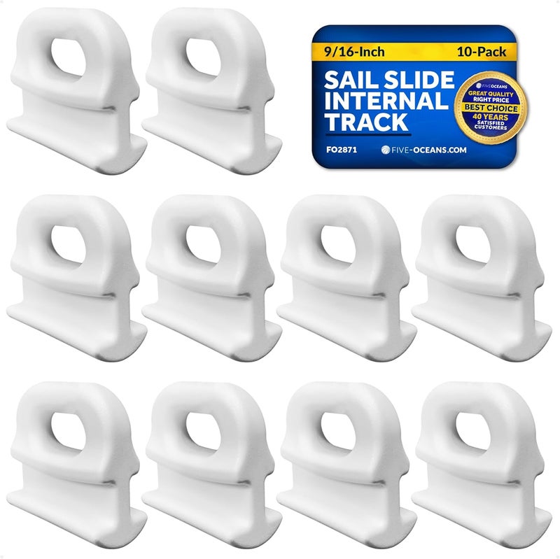 Five Oceans 10-Pack Sail Slide - Internal Track, Internal Mast Track Slide, for Small to Medium-Sized Sailboats, Cruising Yachts, Ketches, and Yawls - Image 1